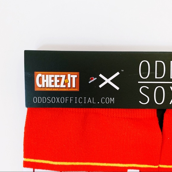Odd Sox Cheez-It Cheezit Crew Socks Red Orange Mens Womens Novelty Gift - Picture 2 of 7